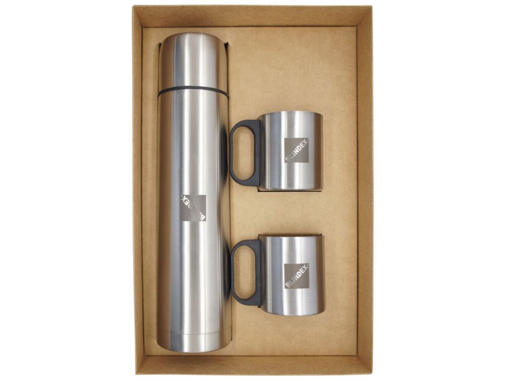 KIT GARRAFA TÉRMICA DE 1L E CANECA 180ML – AÇO INOX